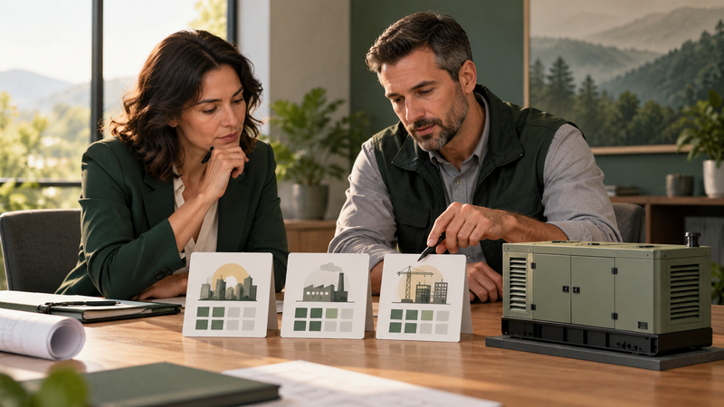 A buyer and engineer planning generator operating duty