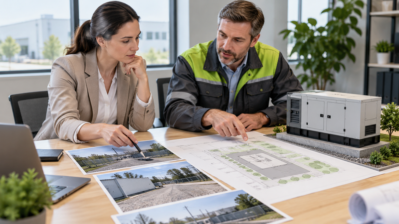 Procurement team reviewing a generator site installation brief