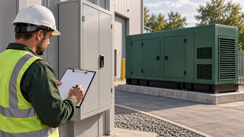 AI-generated illustration of an engineer checking the destination site's electrical information
