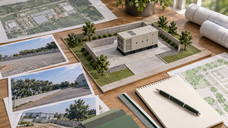 Reviewing the proposed location and surroundings for an enclosed generator