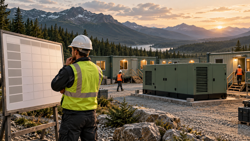 AI-generated illustration of regular power planning at a remote project compound