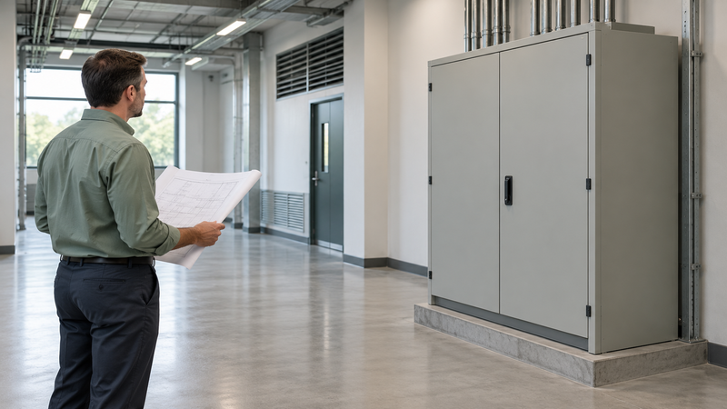 Reviewing the location and access space around a closed transfer cabinet