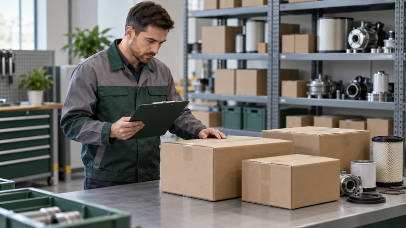 Checking sealed spare parts packaging and storage records