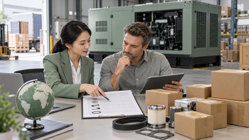 Reviewing an itemized spare parts request with a supplier